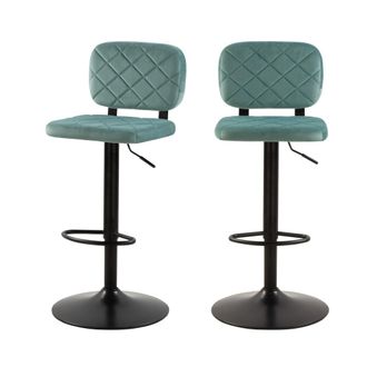 Rendez-Vous D&eacute;co Set de 2 sillas de bar ajustables 60/81 cm en terciopelo verde agua
