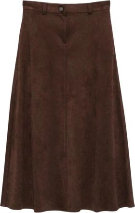 D.exterior A-lijn Midi Rok - Dames - Midirokken - Bruin - L - Su&egrave;de - Rokken