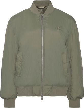 Calvin Klein Jeans Bomberjacke CALVIN KLEIN JEANS, Damen, Gr. XXL (46), dusty olive, Web, Obermaterial: 100% Polyamid, unifarben, regular fit normal, Rundhals, eingesetz