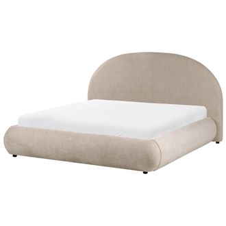 Beliani Cama Baja Con Almacenaje Tapizada Somier Elevable Con Capiton&eacute; 160 X 200 Cm Gris Pardo Grasse