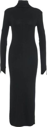 Thom Krom Zwarte Jurk met Schoudervullingen Aw 24 - Dames - Maxi kleedjes - Zwart - XS - Kleedjes