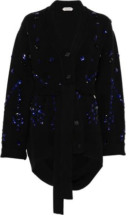 Alberta Ferretti crystal-embellished cardigan - women - Cashmere/Silk/Virgin Wool - S - Black