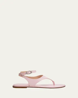 Stuart Weitzman Marley Nappa Leather Flat Thong Sandals