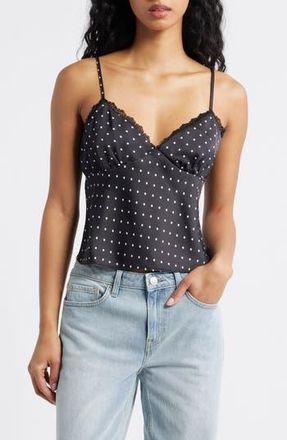 BP. Lace Trim Camisole in Black Polka Dot at Nordstrom Rack, Size X-Large