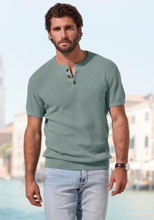 John Devin Henleyshirt JOHN DEVIN - Strickshirt, Herren, Gr. XXL, salbei, Strick, Obermaterial: 100% Baumwolle, regular fit normal, Rundhals, Rippstrickb&uuml;ndchen,