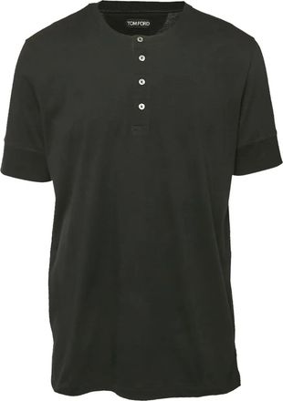 Tom Ford T-shirt met henley halslijn - Zwart