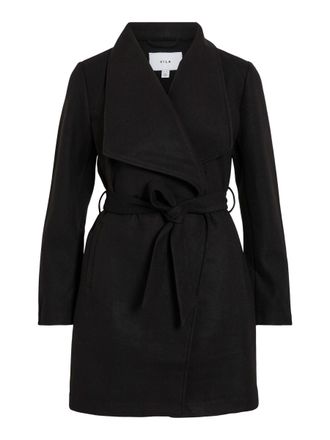 Vila Womens Vicooley Collar Belt Coat-Noos Short Coat, black, 10