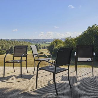 Sweeek Set di 4 poltrone da giardino in alluminio e textilene