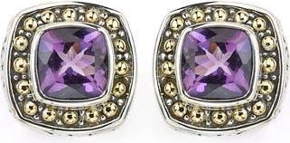 Samuel B. Sterling Silver & 18K Gold Semiprecious Stone Cushion Stud Earrings in Purple at Nordstrom Rack