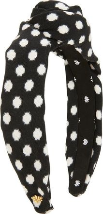 Lele Sadoughi Rosette Knotted Dot Headband in Jet at Nordstrom