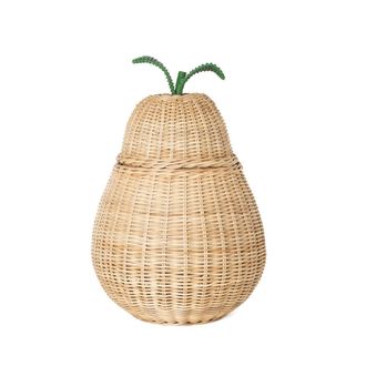 Ferm Living Birnenf&ouml;rmiger Aufbewahrungskorb H 59 cm, natur / gr&uuml;n