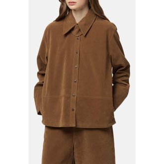 Apparis Ren Faux Suede Overshirt in Saddle Brown at Nordstrom, Size Xx-Large