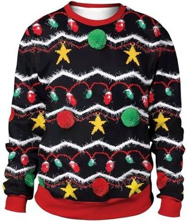 Pull De Noël Moche Pour Homme - Sweat à Col Rond Avec Imprimé 3D Festif Pour Cadeau Drôle