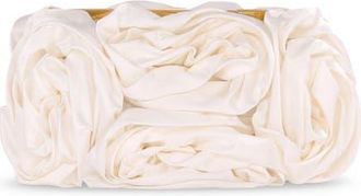 Badgley Mischka Jett Silk Satin Rosette Clutch in Ivory at Nordstrom, Size Medium
