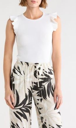 Joie Sleeveless Scalloped Flutter Sleeve Top in Chalk White at Nordstrom Rack, Size X-Small