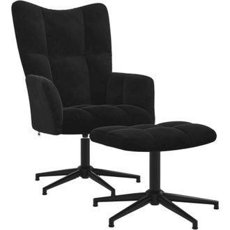 vidaXL Sill&oacute;n De Relax Con Taburete Terciopelo Negro Vidaxl