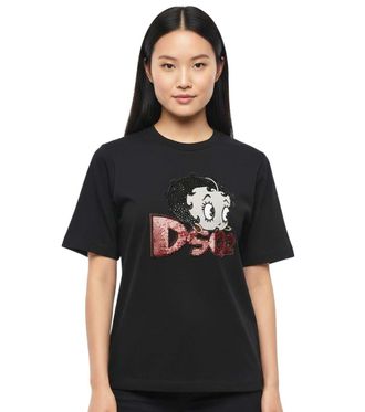 Dsquared2 Black Graphic Crew Neck T-Shirt