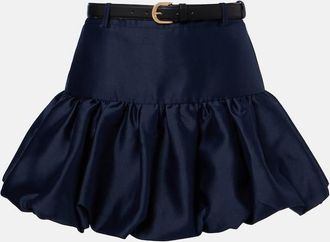 Self Portrait Belted taffeta miniskirt