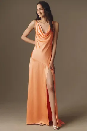 Elliatt Nessa Draped Satin Cowl Gown