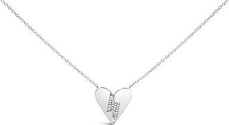 House of Brilliance 925 Sterling Silver Diamond Broken Heart Pendant Necklace in White at Nordstrom