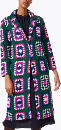 Vilagallo Sienna Coat In Crochet Verde