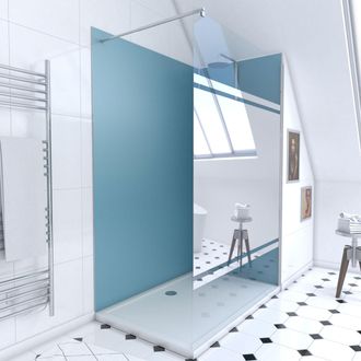 Aurlane Aurlane - Pack Ducha 90x120 - Paneles Azul/cromato + Plato + Mampara Espejo