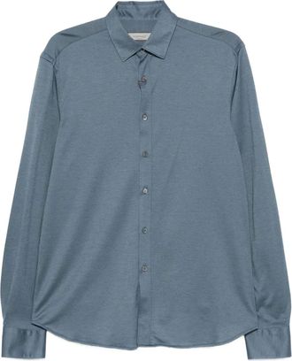 Canali Overhemd van katoenblend - Blauw
