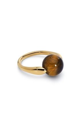 Monica Vinader x Kate Young Semiprecious Stone Ring in 18Ct Gold Vermeil /Tigers Eye at Nordstrom, Size 7.5