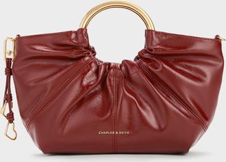 Charles & Keith Ciara Ruched Metal Top Handle Bag
