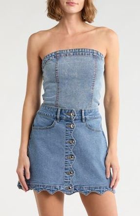 Vigoss Denim Tube Top in Light Wash at Nordstrom Rack, Size Large