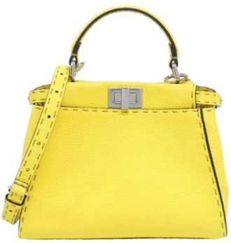 Fendi Pre-owned Selleria Peekaboo Mini Calf Bag - - Pre-owned - Donna - Giallo - ONE SIZE