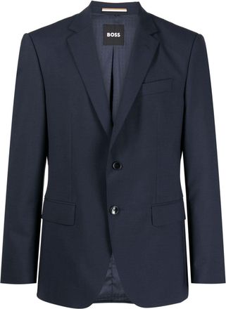 BOSS notched-lapels single-breasted blazer - men - Elastane/Polyester/Virgin Wool/Viscose - 50 - Blue