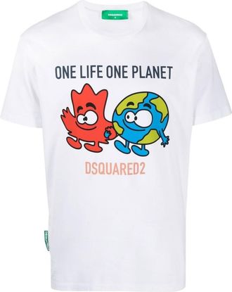 Dsquared2 T-shirt met het One Life One Planet-logo