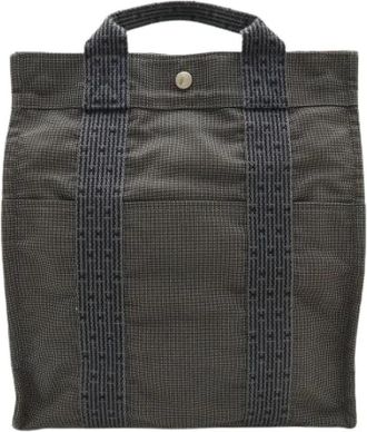 Herm&egrave;s Pre-owned Herline Canvas 2way Backpack - Dames - Vintage Rugzakken - Grijs - ONE Size - Vintage