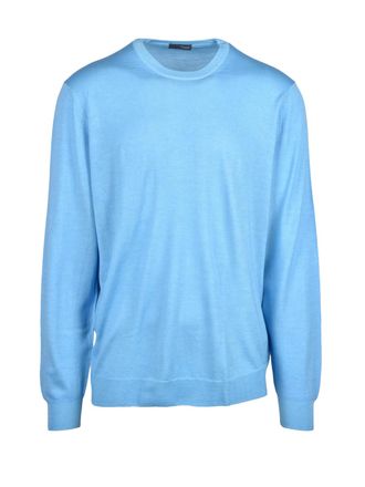 Drumohr Light Blue Extrafine Merino Wool Crewneck Sweater