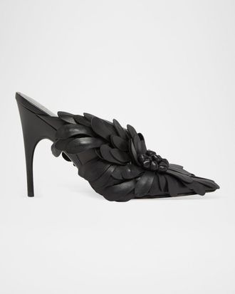 Balenciaga 90mm Flowers Leather Mule Pumps