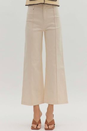 Entro High Rise Wide Leg Trousers In Ecru