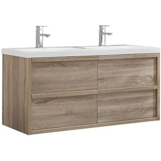 Vente-Unique Vente-unique - Mobile per bagno sospeso con lavabo da incasso 120 cm Naturale chiaro - quadra