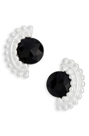 Karine Sultan Black Cubic Zirconia Fan Clip-On Earrings in Silver at Nordstrom Rack