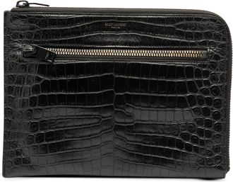 Saint Laurent Pre-owned Saint Laurent Croc Embossed Leather Clutch Y34GT3JT2SNLUY9X