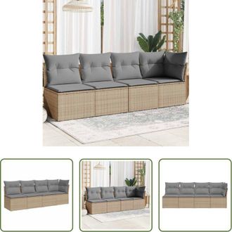 vidaXL Cuscini da seduta - Divano da Giardino con Cuscini a 4 Posti Beige in Polyrattan