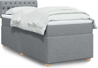 vidaXL Cama Box Spring Con Colch&oacute;n Tela Gris Claro 80x200 Cm Vidaxl