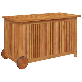 Berkfield Home Garden Storage Box with Wheels 90x50x58 cm Solid Wood Acacia in Brown | Size: 90 x 50 x 58 cm