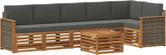 vidaXL Conjunto De Sof&aacute;s De Exterior 6 Uds. Natural Y Antracita Vidaxl