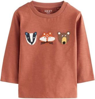 Next Kids Animal Embellished Long Sleeve Cotton Graphic T-Shirt in Rust Brown at Nordstrom, Size 12-18M