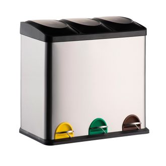 MSV Portarifiuti Msv 60l In Acciaio Inossidabile In Colore Argento 60,5 X 34 X 60,5 Cm