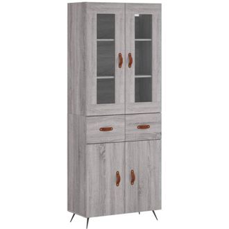vidaXL Highboard Grey Sonoma 69.5x34x180 cm Engineered Wood Vidaxl