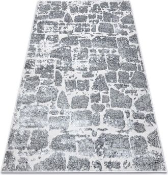 RugsX Alfombra Mefe Moderna 6184 Pavimentaci&oacute;n Ladrillo - Structural Dos Niveles De Vell&oacute;n Gris Oscuro Grey 140x190 Cm