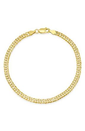 Queen Jewels Mens Sterling Silver Italian Miami Cuban Double Curb Chain Necklace in Gold at Nordstrom Rack, Size 8.5