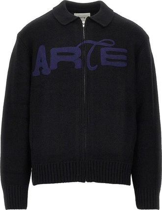 Arte Knitted cardigan with logo embroidery Man XL